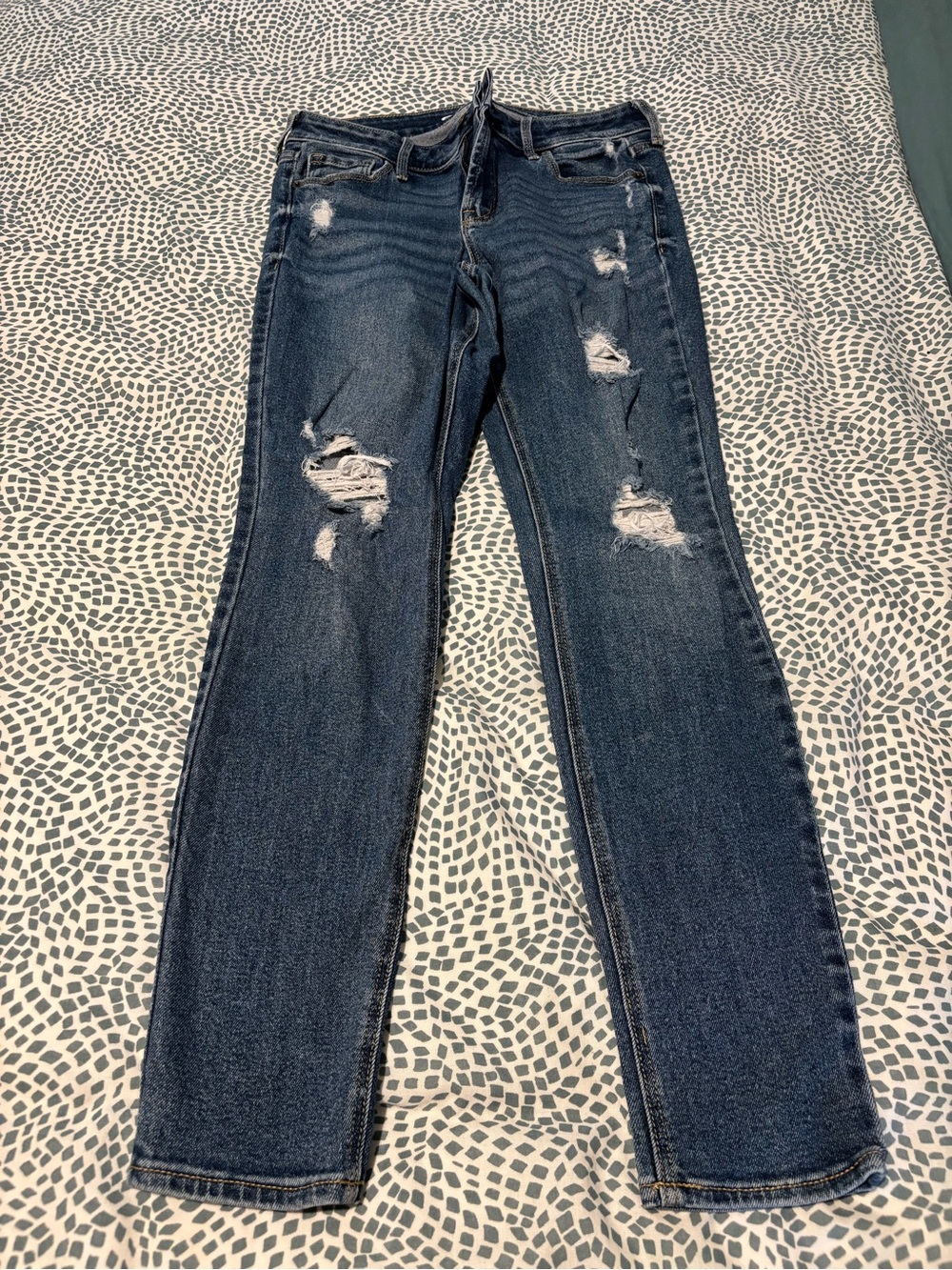 Old Navy Distressed Dark Blue Straight-Leg Jeans